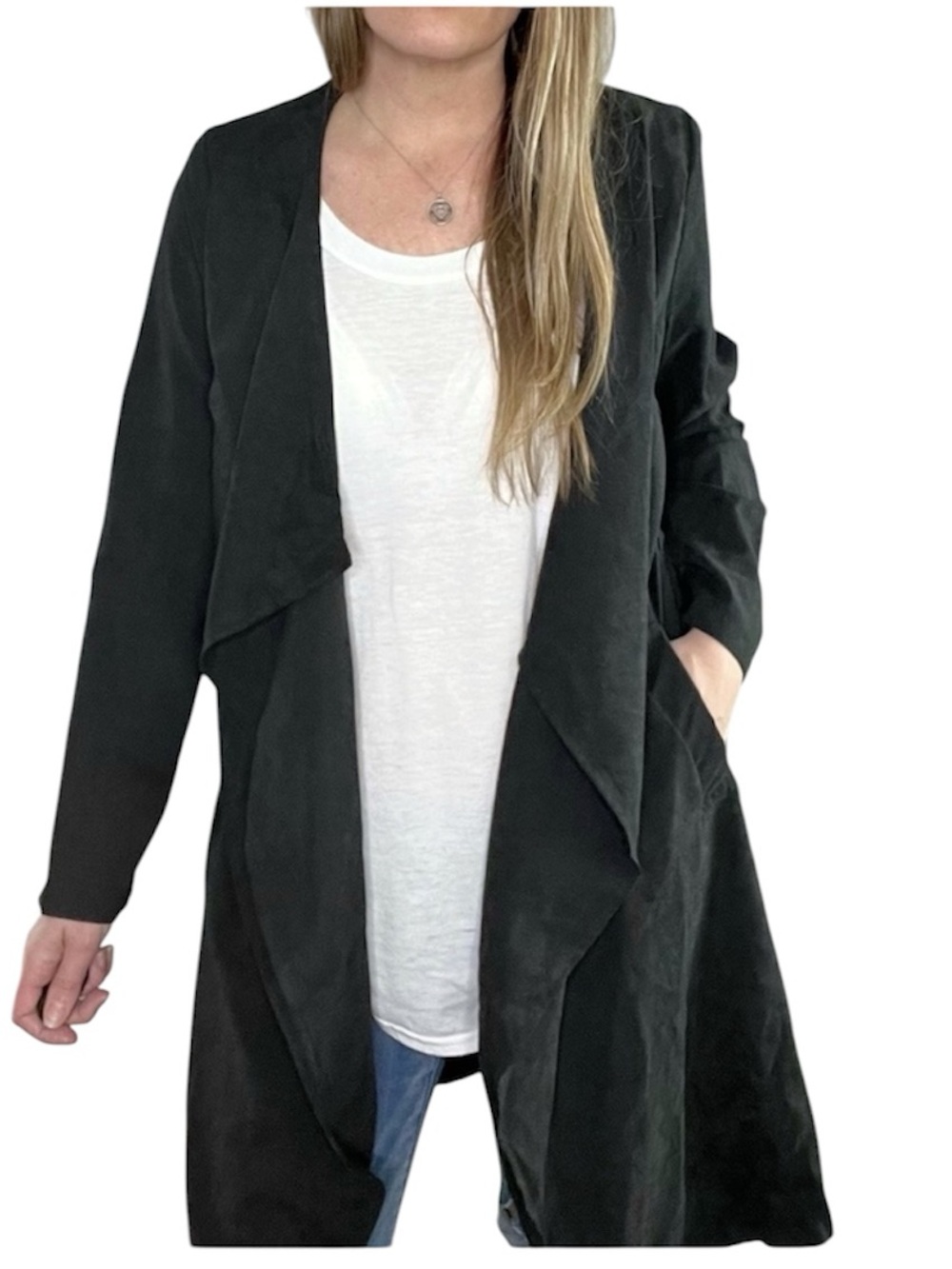 HANDSOME & HONEY lightweight Casual long black jacket size Medium